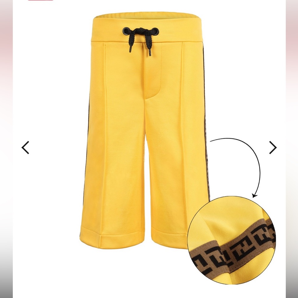 FENDI Boys Drawstring “FF” Shorts in Yellow